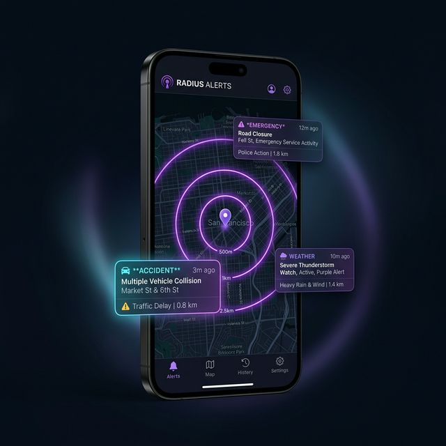 Radius Alerts App Screenshot